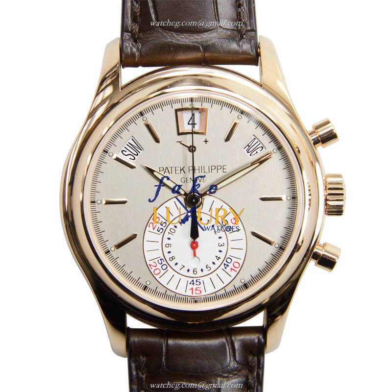 5960R-001 - Patek Philippe Complications Replica Watch Manual Wind 18kt Rose Gold Gray Dial - Luxury Replica Watch