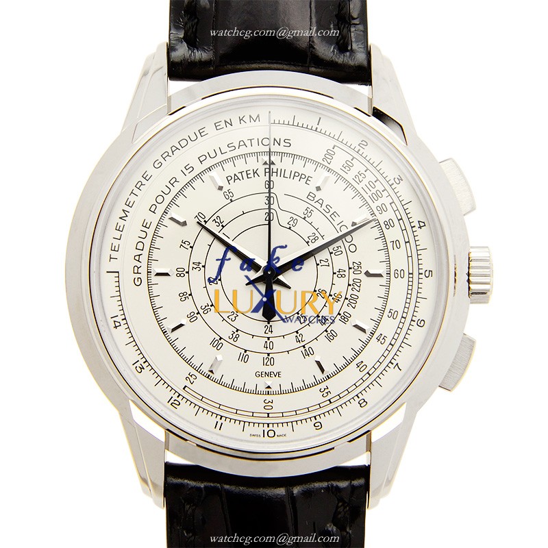 Patek Philippe 5975G-001 Anniversary Replica Watch, Automatic, 18kt White Gold Case, Silvery Dial - Luxury Replica Watch
