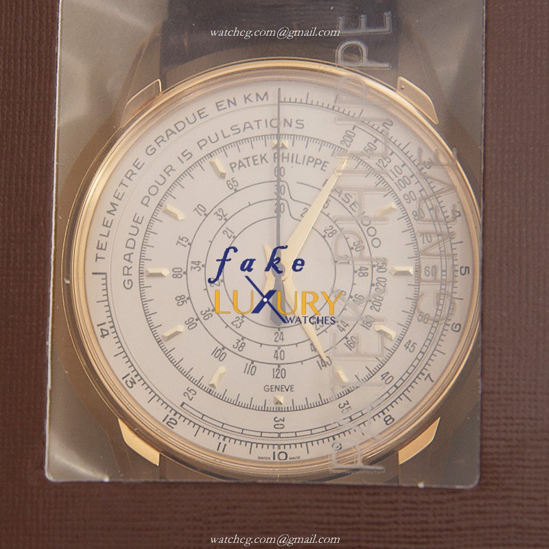 Patek Philippe 5975J-001 Anniversary Series Replica Watch, White Dial, 18kt Yellow Gold Case, Brown - Luxury Replica Watch