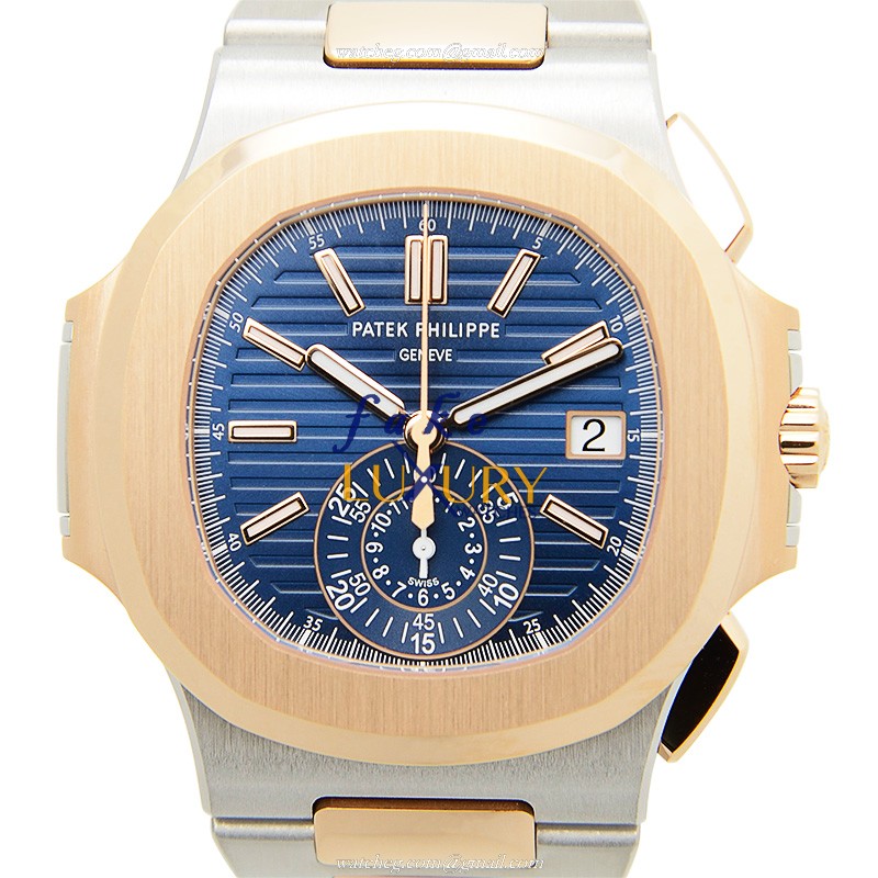 Patek Philippe Nautilus 5980/1AR-001 Automatic Blue Dial Rose Gold Steel Replica Watch - Luxury Replica Watch