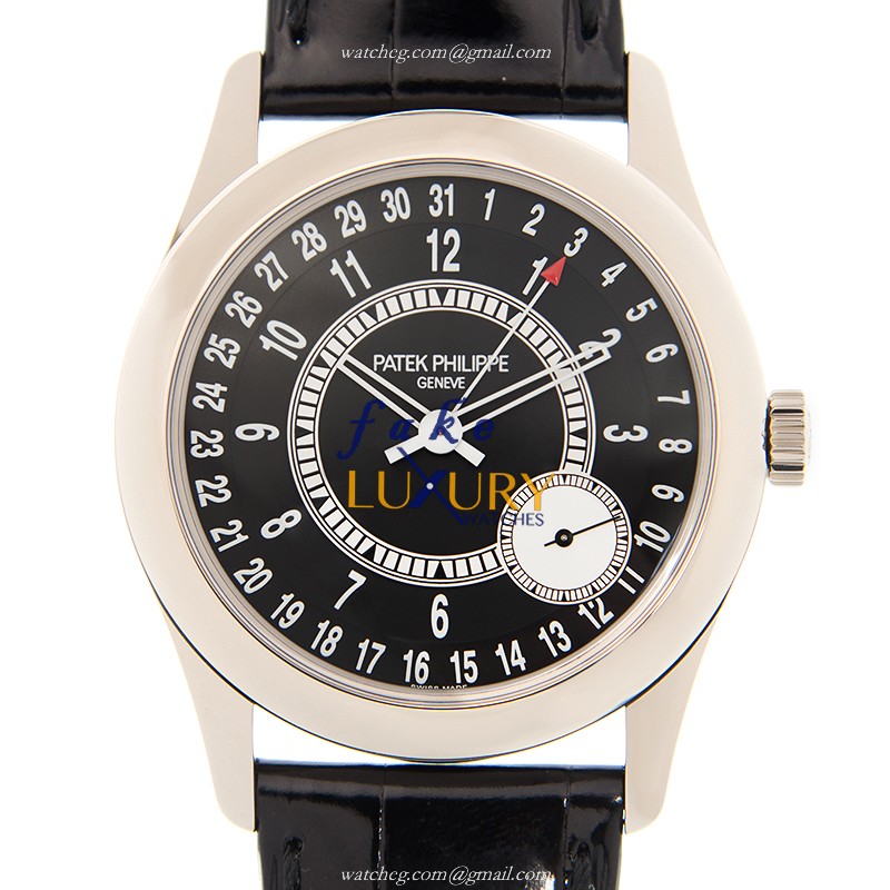 Patek Philippe 6006G-001 Calatrava Replica Watch, 18kt White Gold Case, Black Dial, Automatic - Luxury Replica Watch