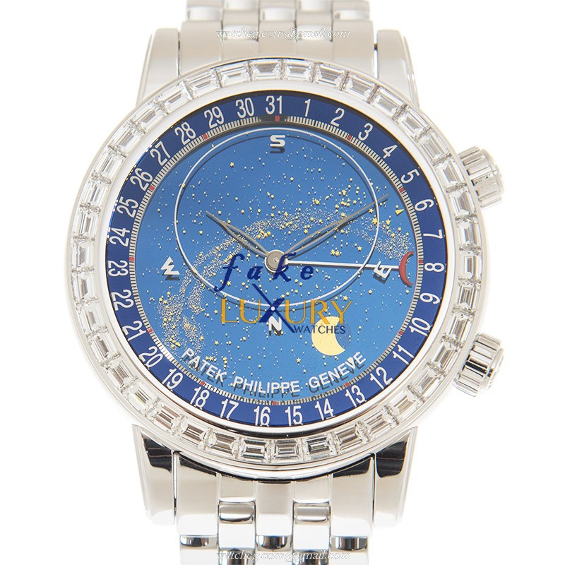 6104/1G-010 - Patek Philippe Celestial Replica Watch - Automatic - Blue Dial - 18kt White Gold - Luxury Replica Watch