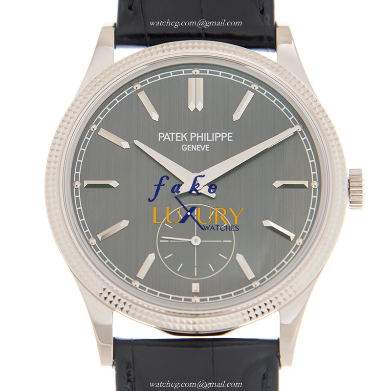 Patek Philippe 6119G-001 Calatrava Replica Watch With Manual Wind Gray Dial 18kt White Gold - Luxury Replica Watch
