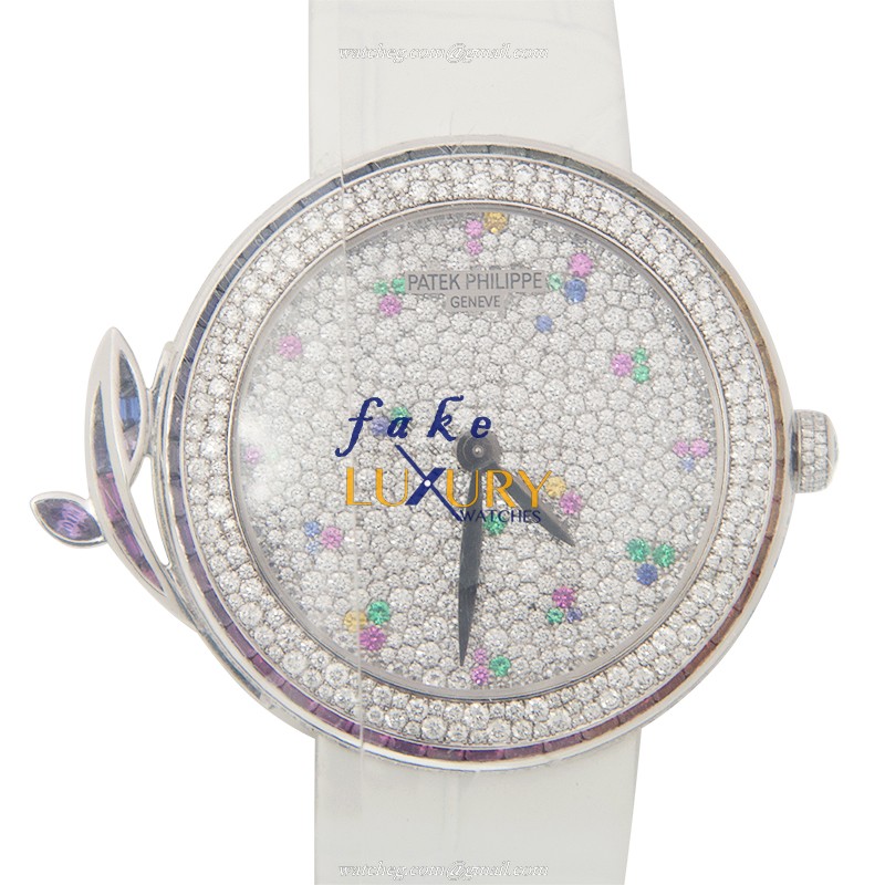 Patek Philippe 7002/450G-013 COMPLICATIONS Automatic 18kt White Gold Diamond White Dial Replica - Luxury Replica Watch