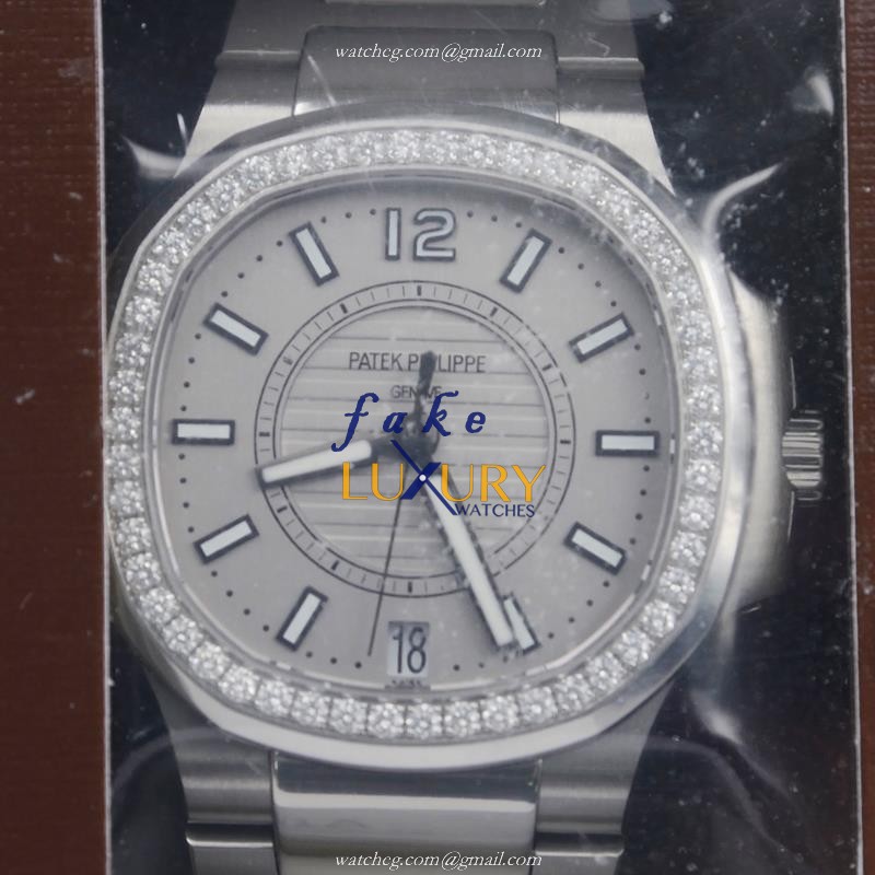 Patek Philippe Nautilus 7008/1A-011 Automatic Silver Dial Stainless Steel & Diamonds Replica Watch - Luxury Replica Watch