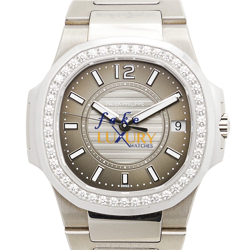 Patek Philippe 7010-1G-010 Nautilus Replica Watch, 32mm Quartz, Dark Grey Dial, 18kt White Gold & - Luxury Replica Watch
