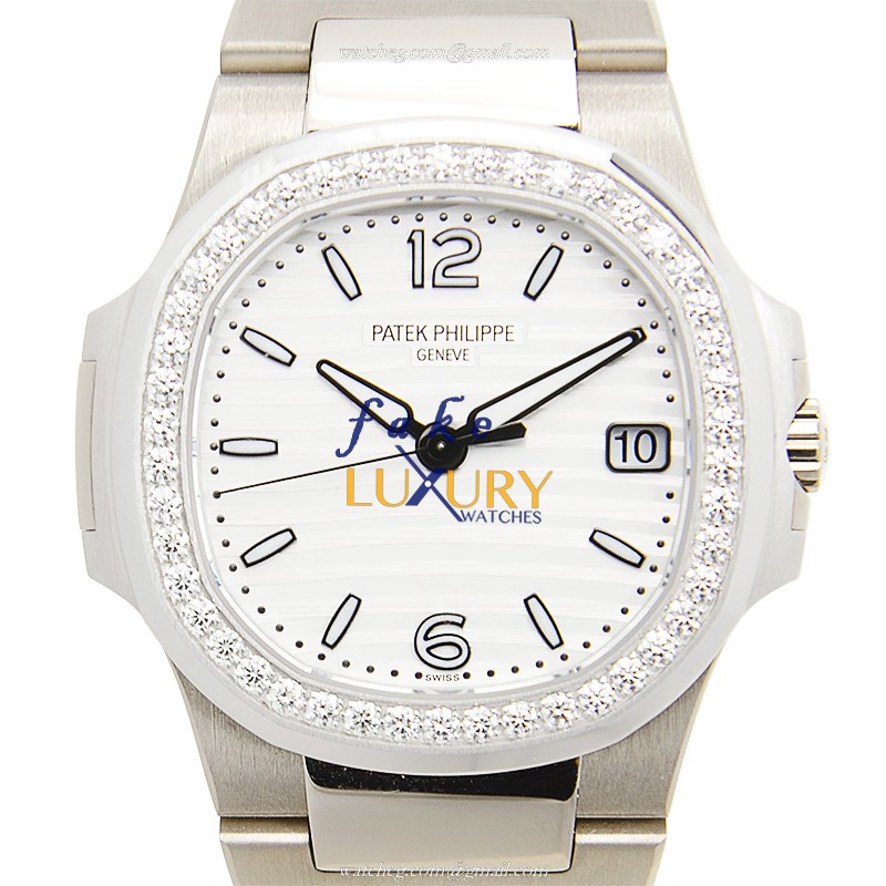 Patek Philippe 7010/1G-011 Nautilus Replica Watch - Quartz - 18kt White Gold & Diamond - 32mm - Luxury Replica Watch