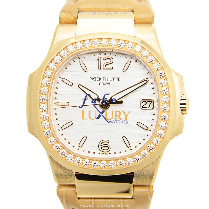 Patek Philippe 7010R-011 Replica Watch, Quartz Movement, 18kt Rose Gold & Diamonds Case, Silver Dial - Luxury Replica Watch