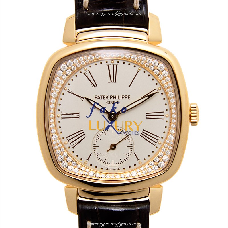 7041R-001 - Patek Philippe Gondolo Replica Watch - Manual Wind 18kt Rose Gold Silver Dial Brown - Luxury Replica Watch