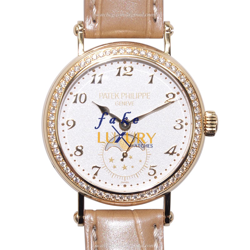Patek Philippe 7121J-001 Complications Replica Watch, Manual Wind, 18kt Gold & Diamond Case, White - Luxury Replica Watch