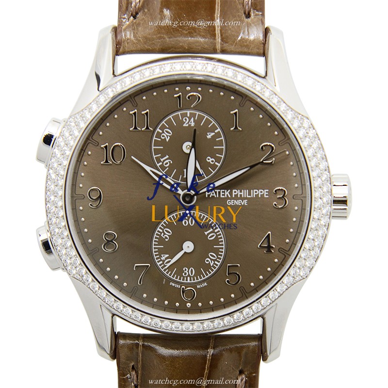 Patek Philippe 7134G-001 Replica Watch, Manual Wind, Brown Dial, 18kt White Gold & Diamond, 35mm - Luxury Replica Watch