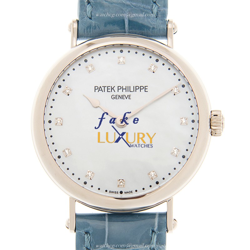 Patek Philippe Calatrava 7200/50G-010 Automatic 18kt White Gold Blue Alligator Replica Watch - Luxury Replica Watch