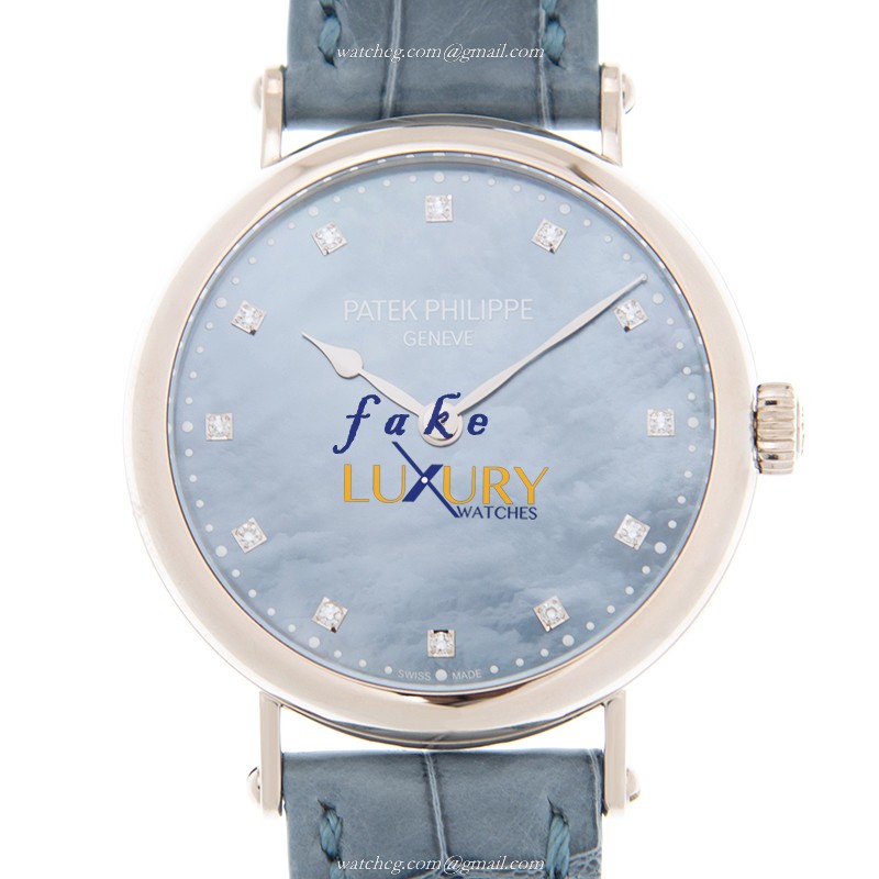 Patek Philippe Calatrava 7200/50G-011 Automatic 18kt White Gold Blue Dial Alligator Strap Replica - Luxury Replica Watch