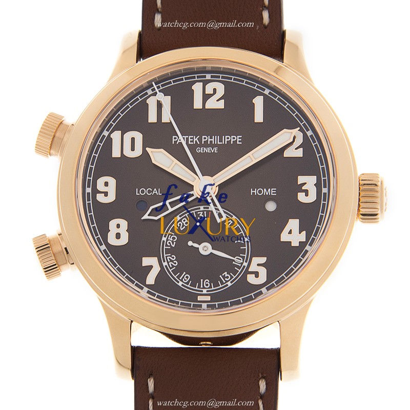 Patek Philippe 7234R-001 Replica Watch Automatic Movement 18kt Rose Gold Case Brown Dial Alligator - Luxury Replica Watch