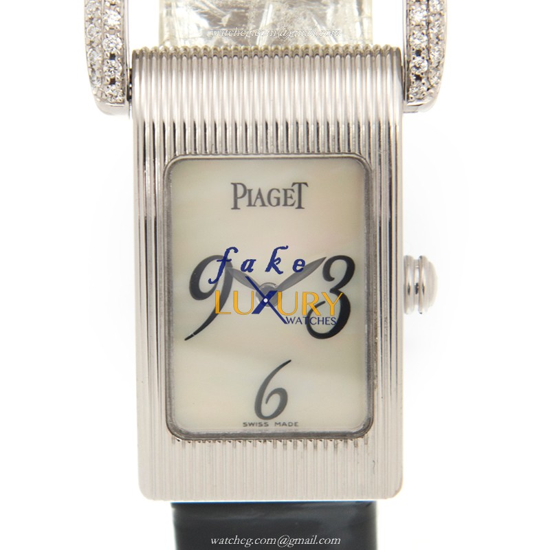 Piaget G0A27073 Quartz 18kt White Gold Leather Black Dial Replica Watch - Luxury Replica Watch
