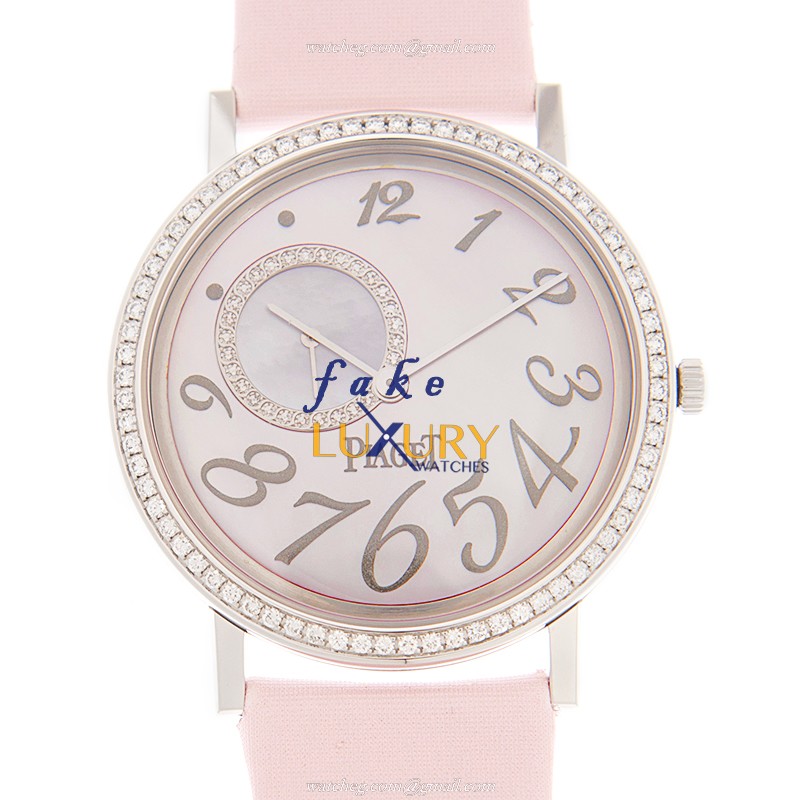 Piaget G0A31106 Altiplano Replica Watch - 34mm Manual Wind - 18kt White Gold Diamond - Pink Silk - Luxury Replica Watch