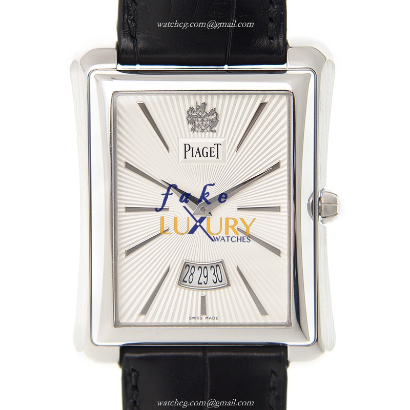 Piaget G0A32120 Emperador Automatic 18kt White Gold Silver Dial Alligator Strap Replica Watch - Luxury Replica Watch