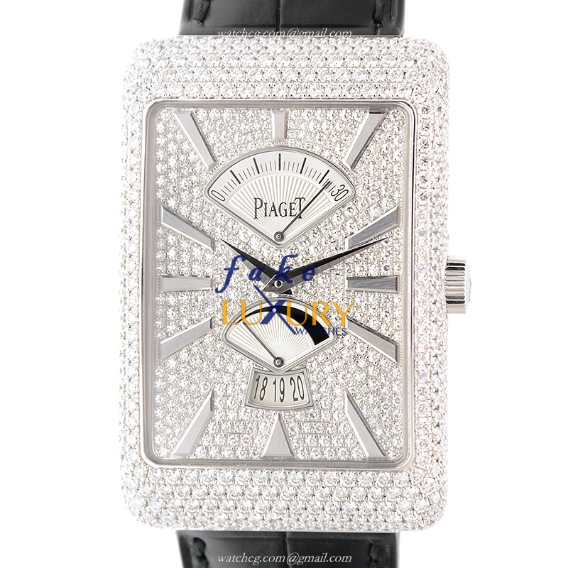 Piaget G0A33059 Black Tie Automatic 18kt White Gold Diamond Alligator Strap Replica Watch - Luxury Replica Watch