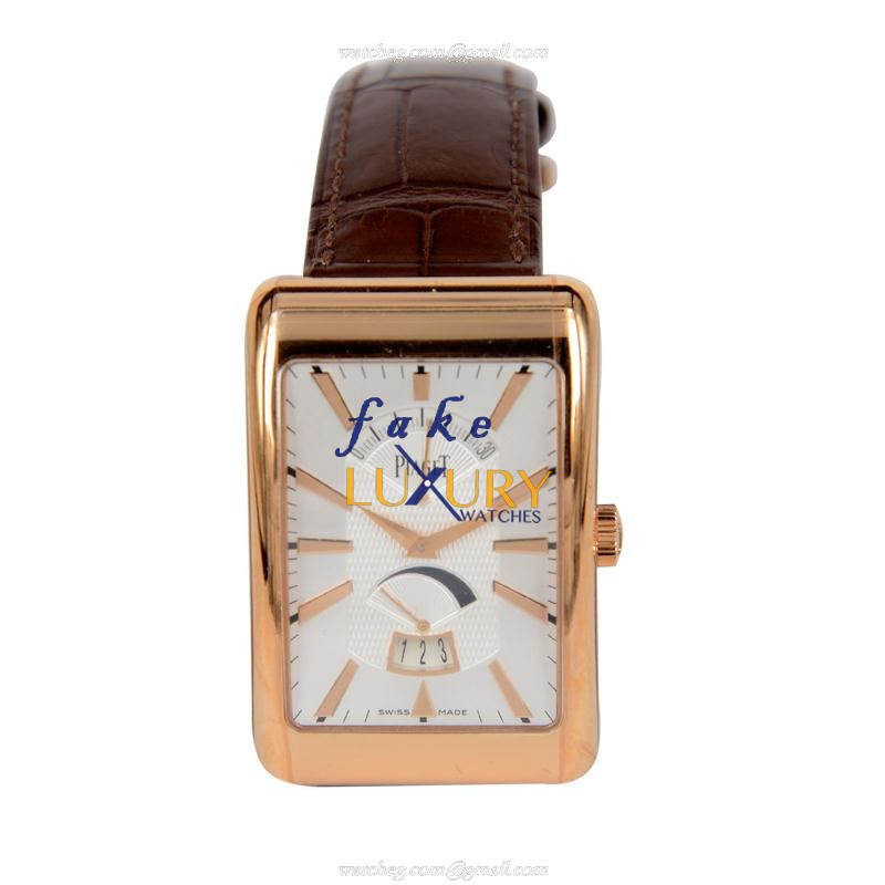 Piaget G0A33062 Black Tie Replica Watch Automatic Rose Gold White Dial Brown Alligator Strap - Luxury Replica Watch