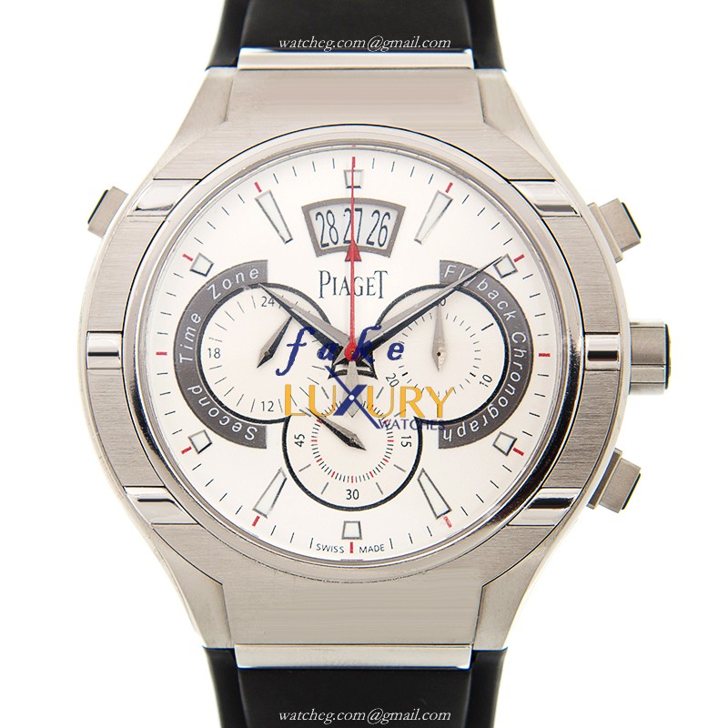 Piaget G0A34001 POLO Automatic Replica Watch, Silver Dial, Steel & Titanium Case, Black Rubber Strap - Luxury Replica Watch
