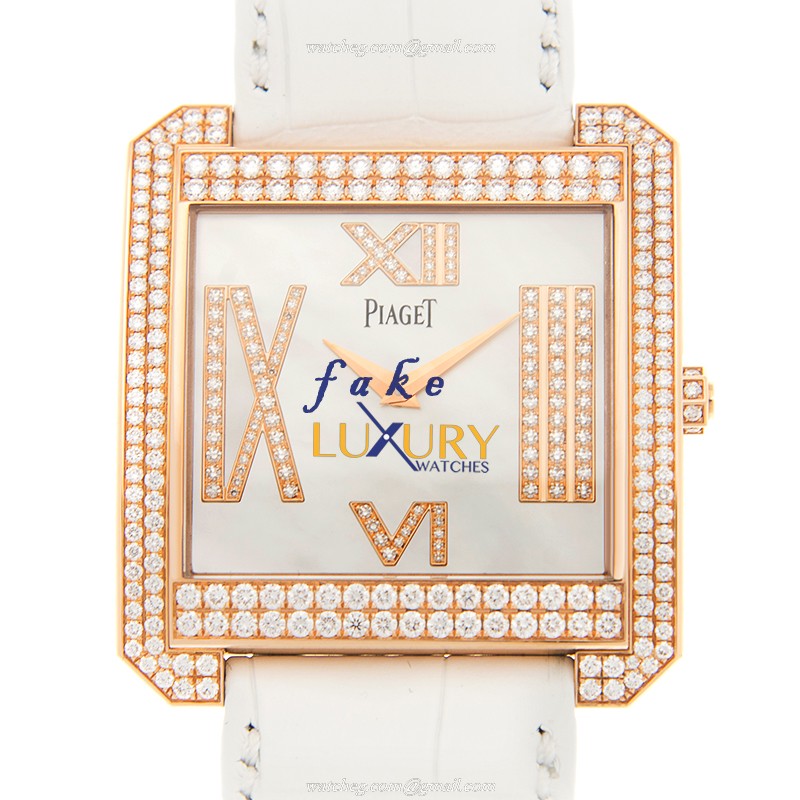 Piaget G0A34018 Limelight Replica Watch, Manual Wind, 18kt Rose Gold & Diamond Case, White Dial - Luxury Replica Watch