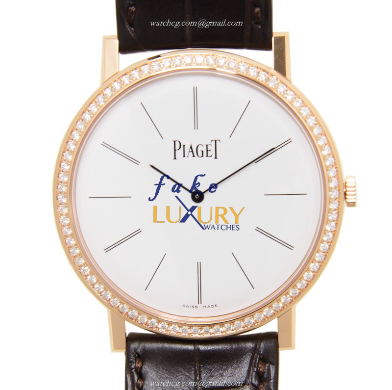 Piaget G0A36125 Altiplano Manual Wind 18kt Rose Gold White Dial Brown Alligator Strap Replica Watch - Luxury Replica Watch