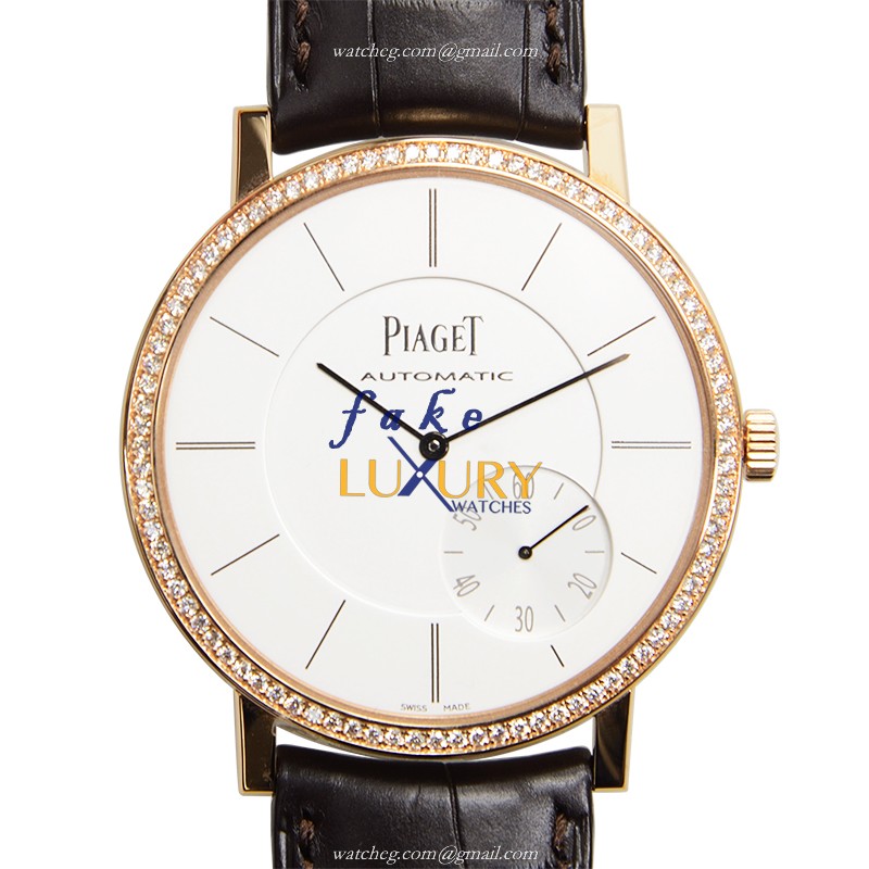 Piaget G0A37138 Altiplano Automatic 18kt Rose Gold Silver Dial Alligator Strap Replica Watch - Luxury Replica Watch