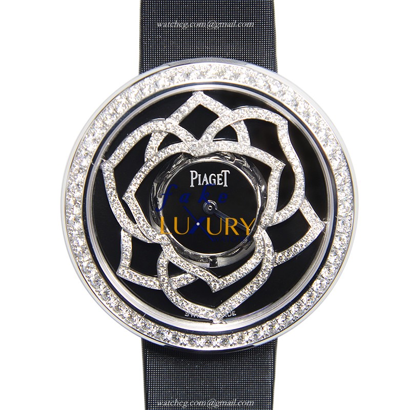 Piaget G0A37171 Limelight Replica Watch - Quartz - 39mm 18kt White Gold Diamond Case - Black Silk - Luxury Replica Watch
