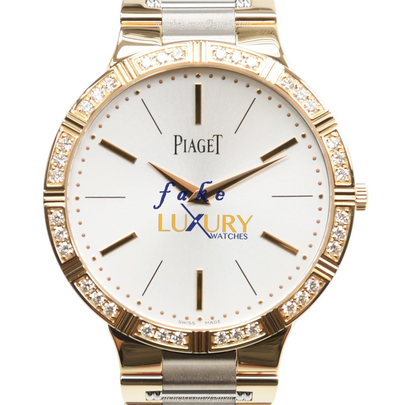 Piaget G0A38060 Dancer Replica Watch Manual Wind 18kt Rose Gold Diamonds White Dial Silver Strap - Luxury Replica Watch
