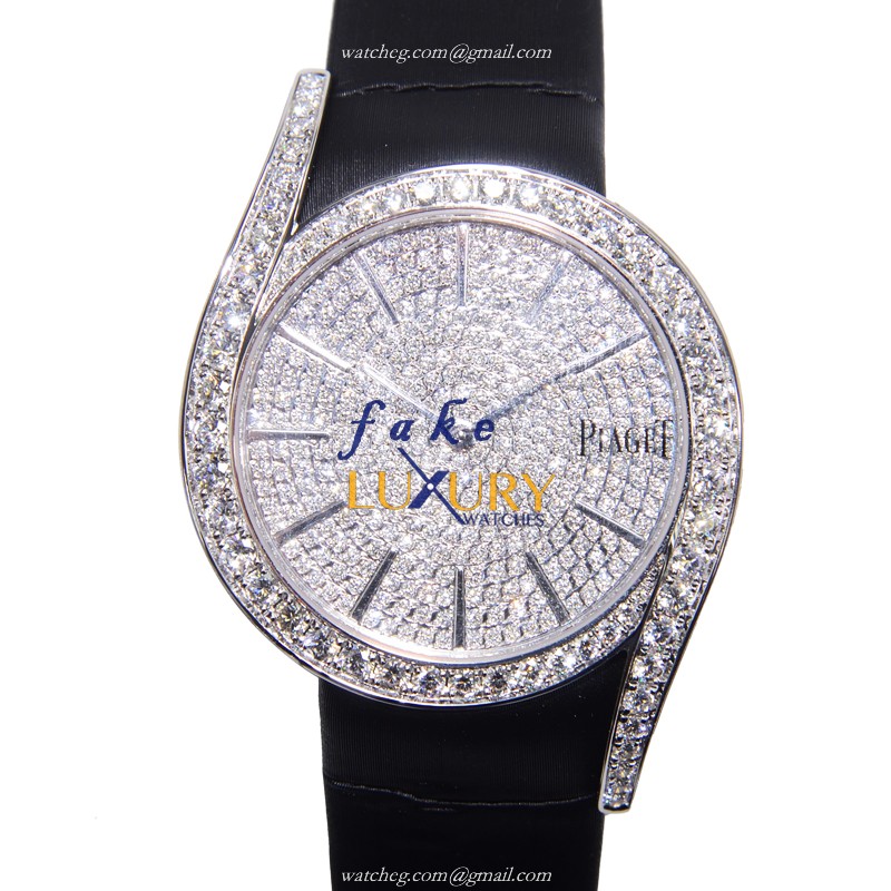 Piaget G0A38166 Limelight Quartz 18kt White Gold Diamond Silver Dial 38mm Replica Watch - Luxury Replica Watch