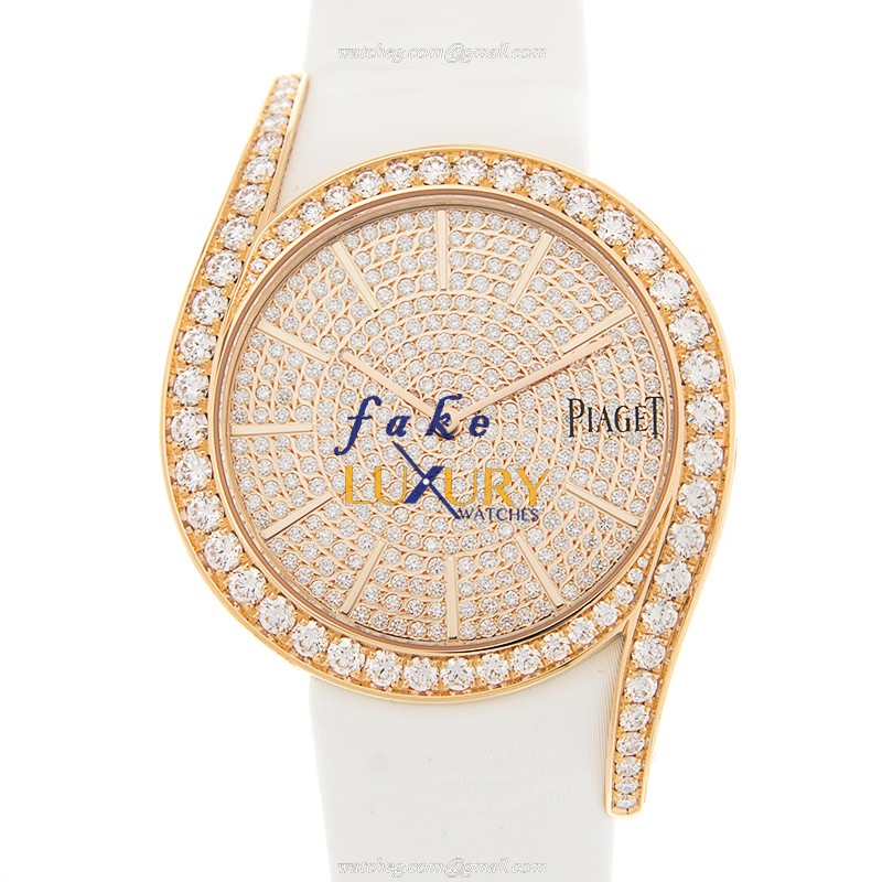 Piaget G0A38167 Limelight Replica Watch, Quartz Movement, 18kt Rose Gold & Diamond Case, Gold Dial - Luxury Replica Watch