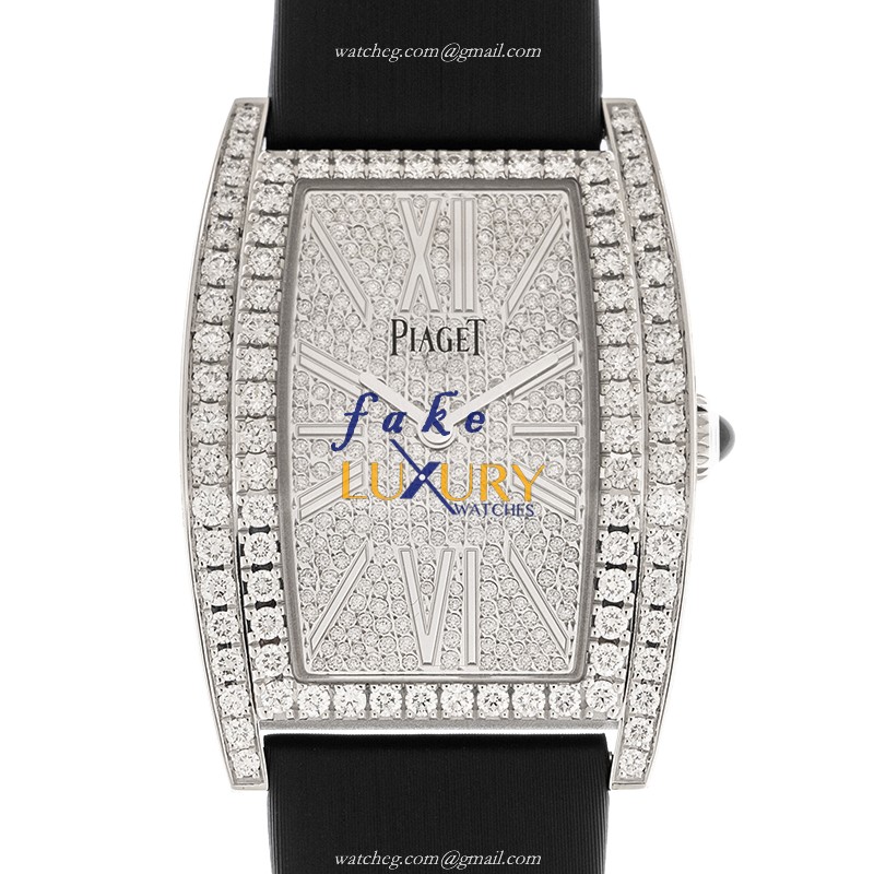 Piaget G0A39193 Replica Watch, Quartz, Silver Dial, 18kt White Gold & Diamond Case, Black Satin - Luxury Replica Watch