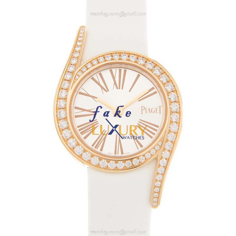 Piaget G0A42151 Limelight Quartz 18kt Rose Gold Diamonds White Satin Replica Watch - Luxury Replica Watch