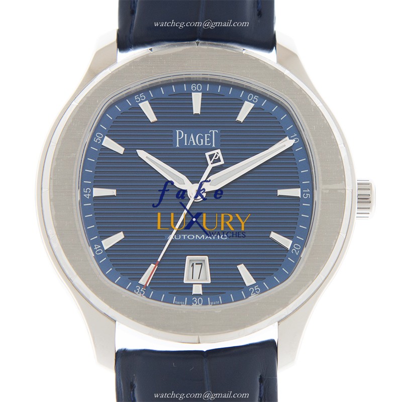 Piaget G0A43001 POLO Automatic Replica Watch Blue Dial Steel Case Alligator Strap - Luxury Replica Watch