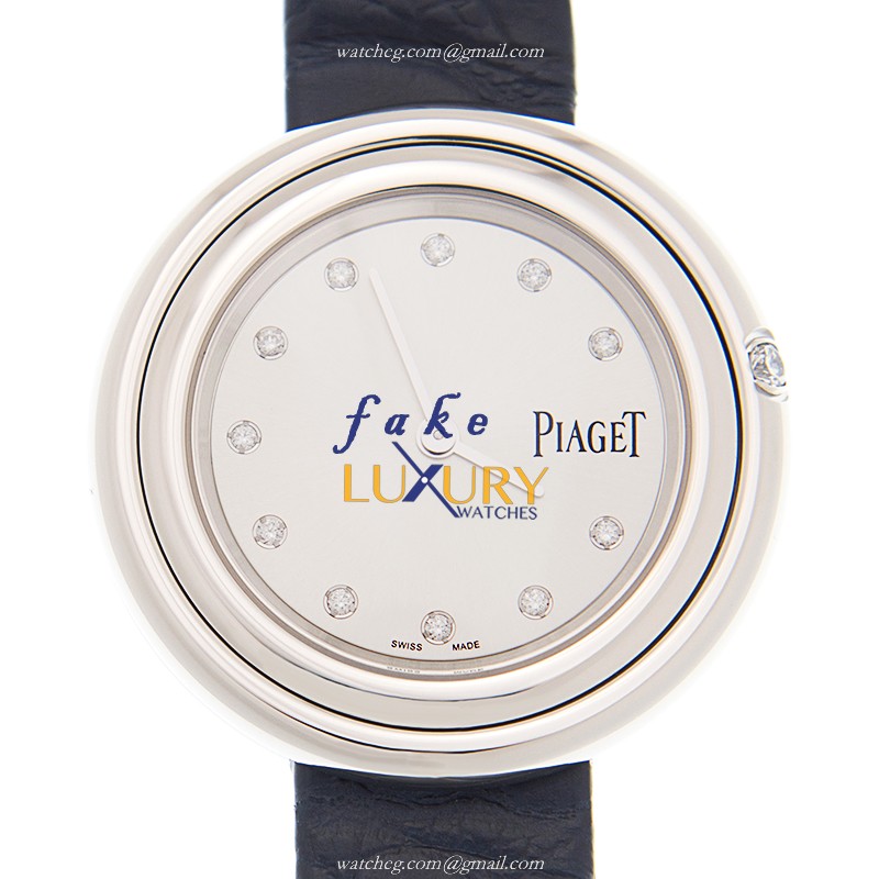 Piaget G0A43090 Replica Watch With Quartz Movement, Silver Dial, Dark Blue Alligator Strap, Steel - Luxury Replica Watch