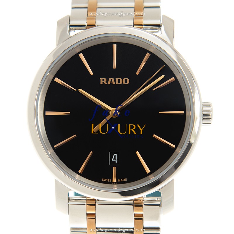 Rado R14078163 Replica Watch Quartz Movement Black Dial Gold-Plated Steel Case - Luxury Replica Watch