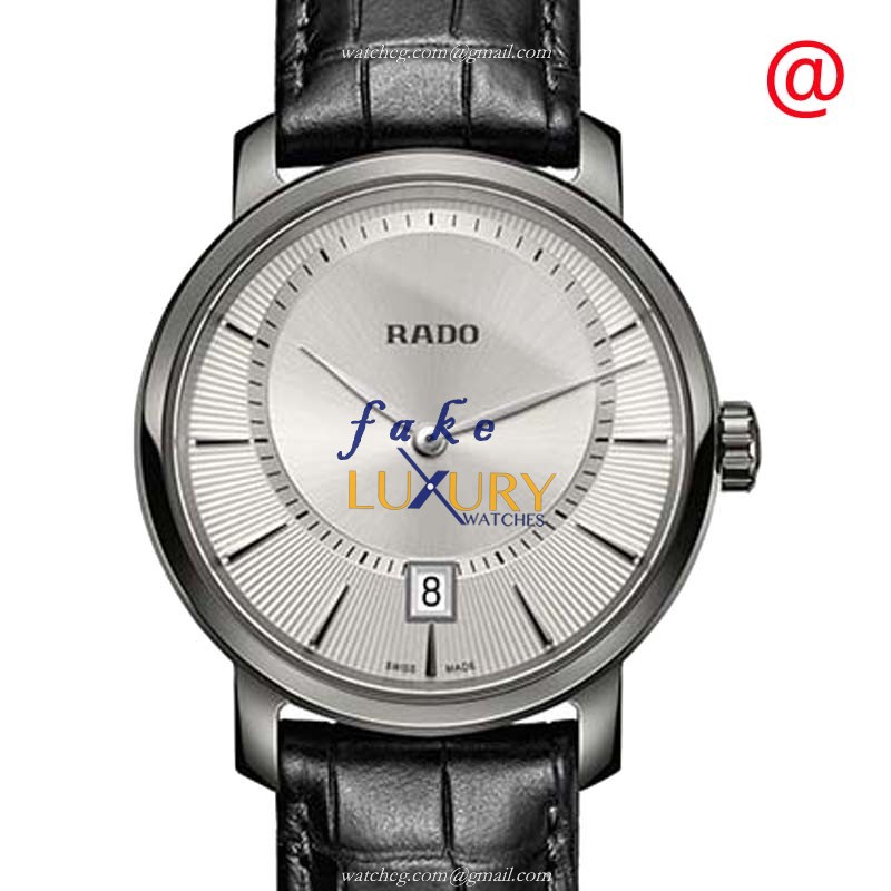 R14135106 - Rado Diamaster Quartz Ceramic Replica Watch - Silver Dial Leather Strap - Luxury Replica Watch