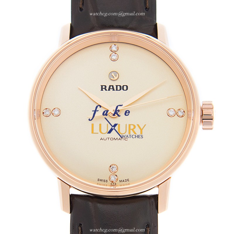 Rado Coupole Classic R22865765 | PVD Gold | Automatic | Beige Dial | Leather Strap | Replica Watch - Luxury Replica Watch