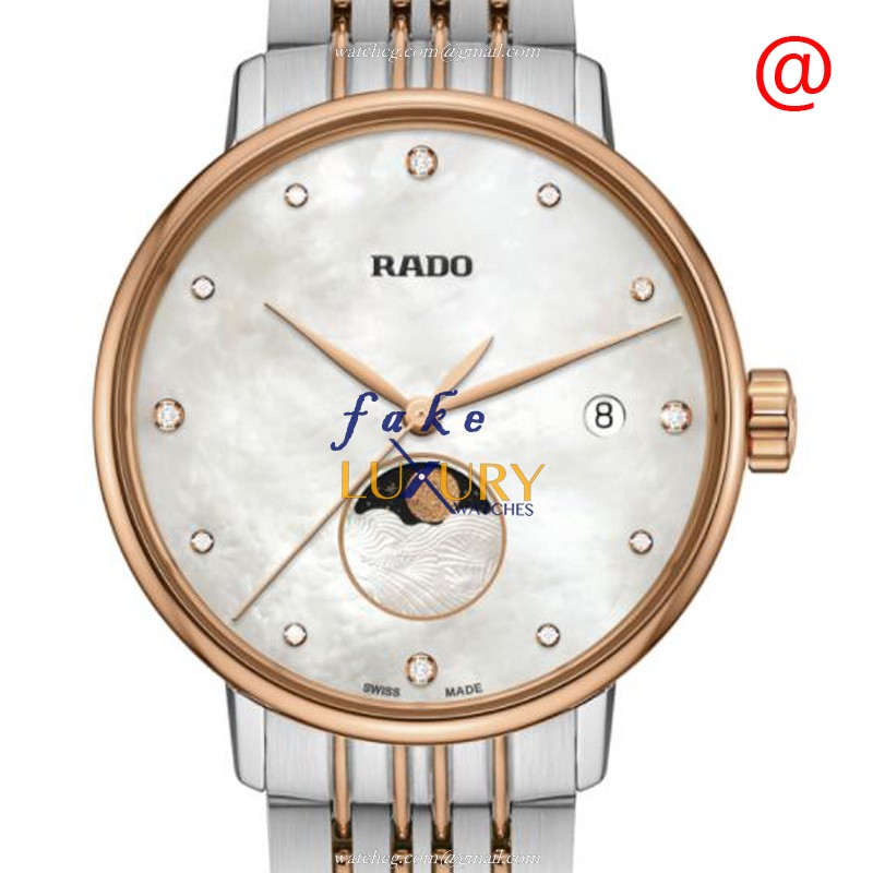 Rado Coupole Classic R22883923 Replica Watch, Quartz Movement, White Dial, Rose Gold & Steel - Luxury Replica Watch
