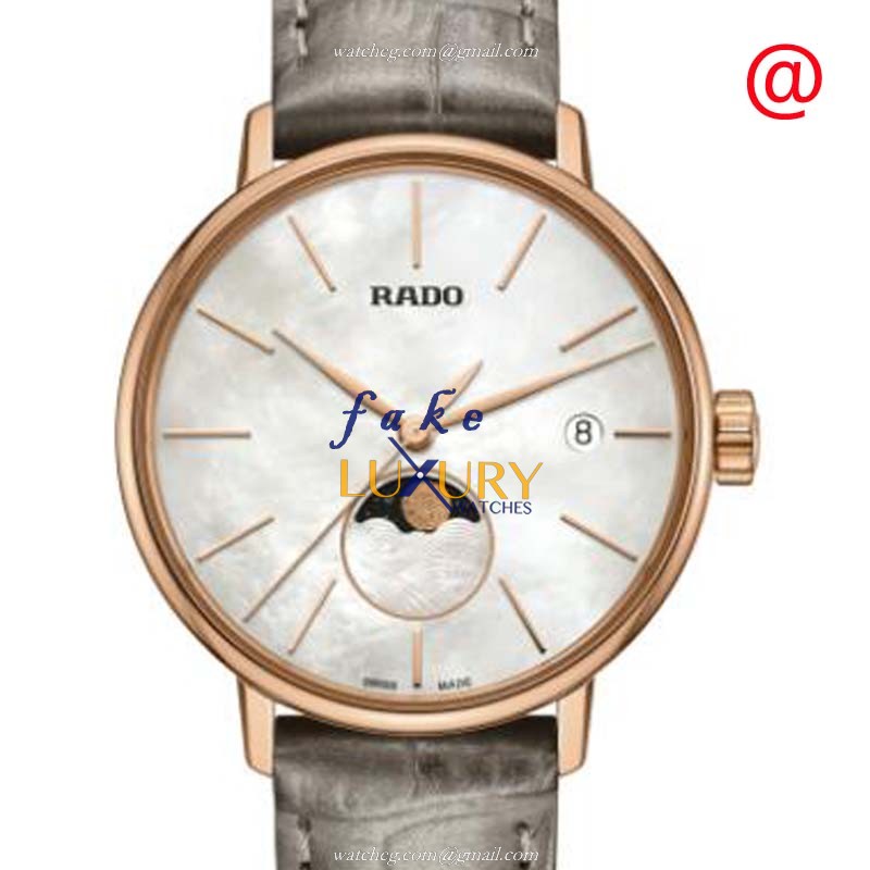 Rado Coupole Classic R22885945 Replica Watch Quartz PVD Gold White Mother of Pearl Dial Grey - Luxury Replica Watch