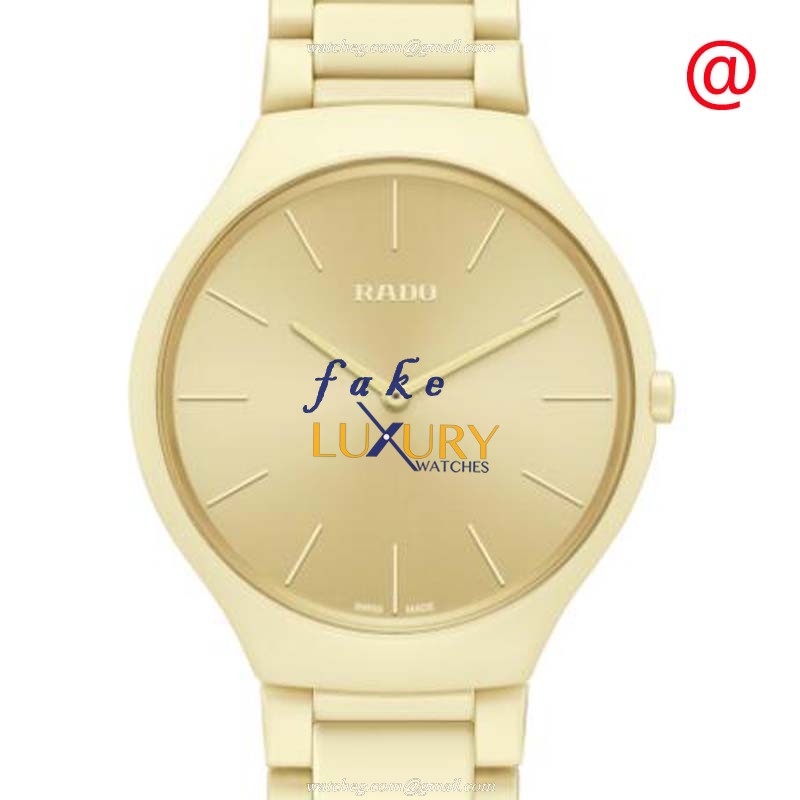 Rado R27090602 TRUE THINLINE Replica Watch, Gold Dial, Ceramic Case, Quartz Movement - Luxury Replica Watch