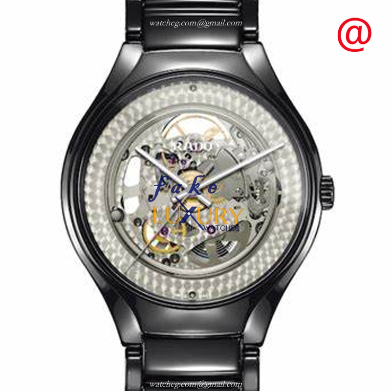 Rado TRUE Automatic Ceramic Replica Watch R27100122, Silver Dial Black Ceramic Strap - Luxury Replica Watch