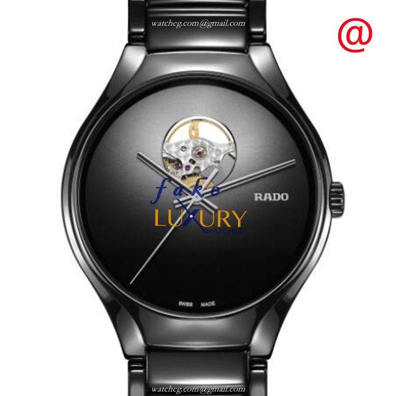 Rado TRUE Automatic Ceramic Replica Watch R27107152 Black Dial Black Ceramic Strap - Luxury Replica Watch