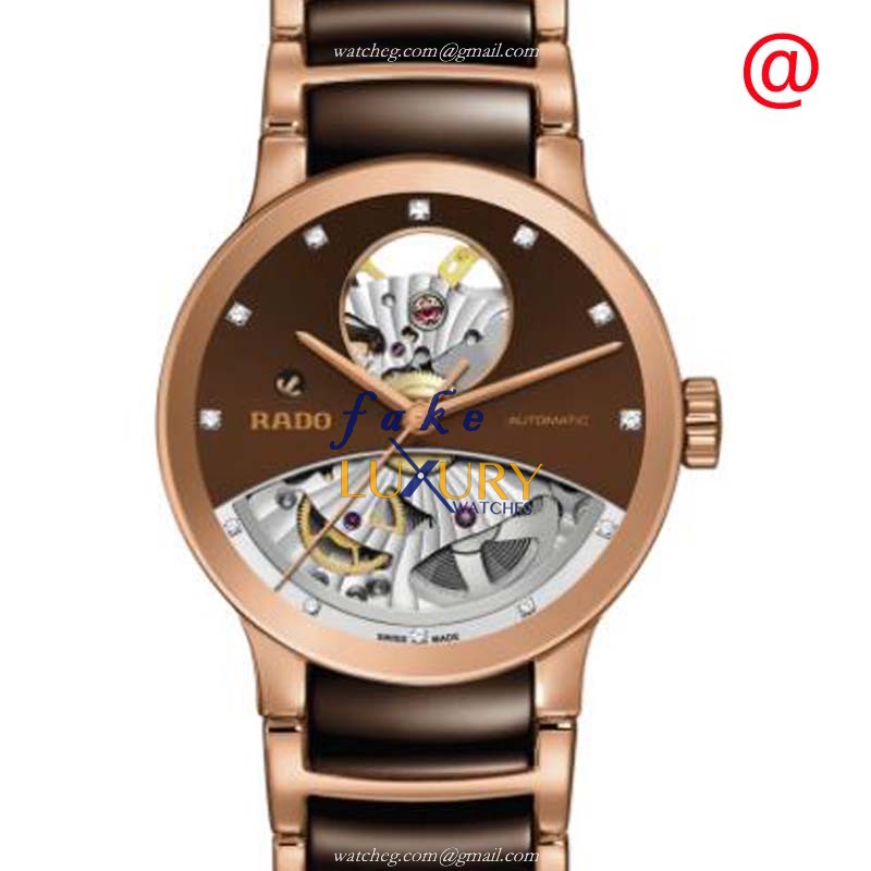 Rado CENTRIX R30248712 Automatic Ceramic Steel Brown Dial Gold Strap Replica Watch - Luxury Replica Watch