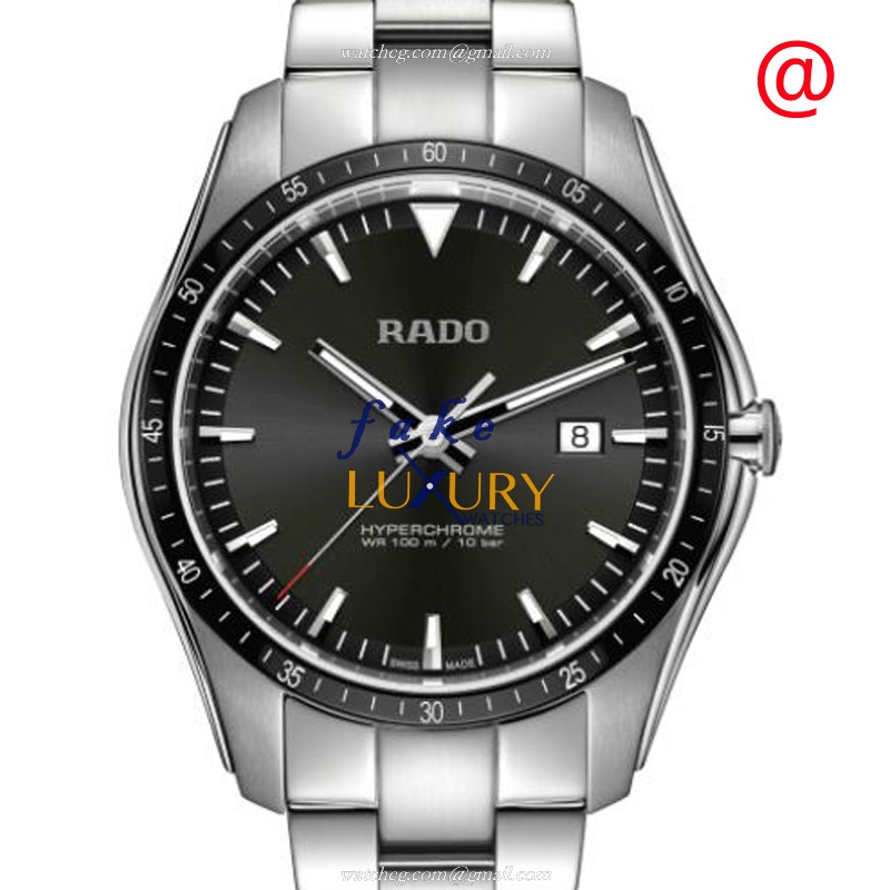 Rado Hyperchrome Quartz R32502153 Stainless Steel Black Dial Silver Bracelet Replica Watch - Luxury Replica Watch