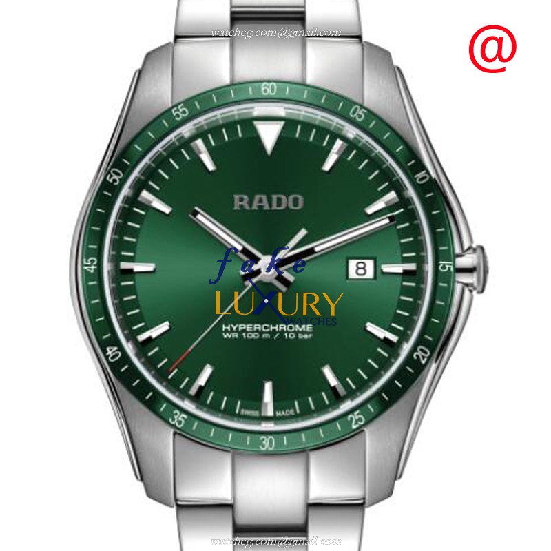 Rado Hyperchrome R32502313 Replica Watch, Quartz Movement, Green Dial, Gold-Tone Steel Bracelet - Luxury Replica Watch