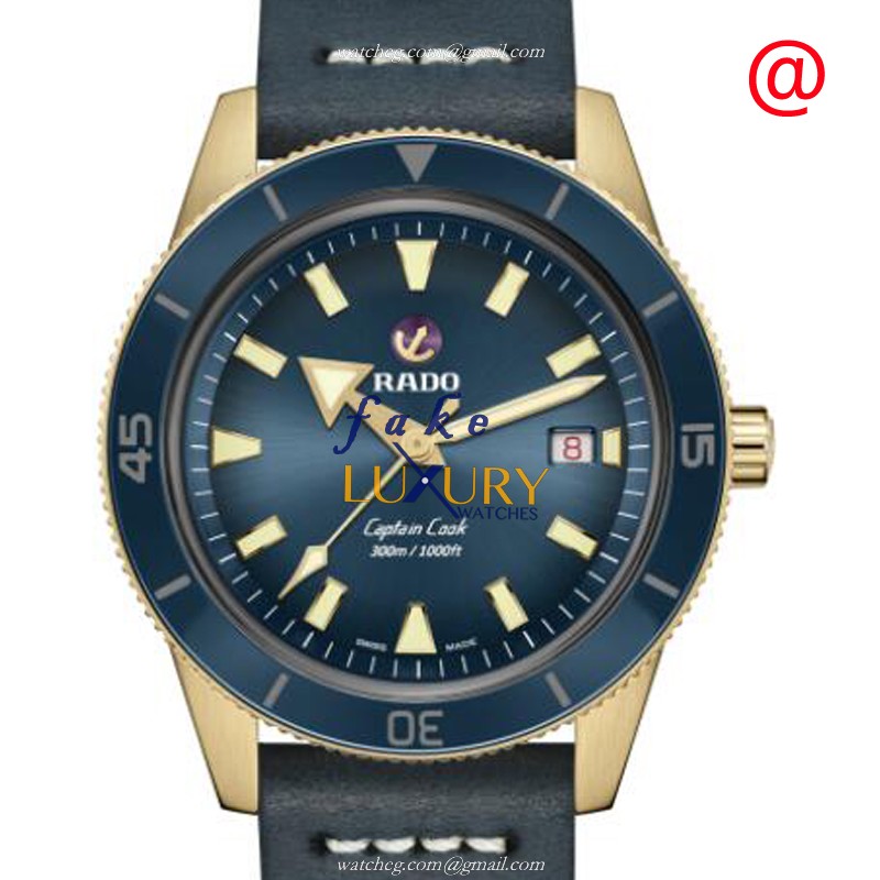 Rado R32504205 Replica Watch, Captain Cook Automatic Bronze, Blue Dial Leather Strap - Luxury Replica Watch