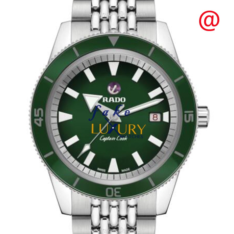 Rado R32505313 Replica Watch, Captain Cook Automatic, Green Dial, Steel Bracelet - Luxury Replica Watch
