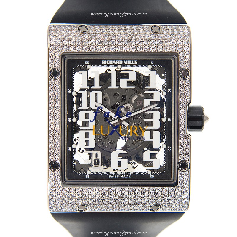 Richard Mille RM016-AJ WG - Replica Watch - Automatic - 18kt White Gold & Diamond - Black Dial - Luxury Replica Watch
