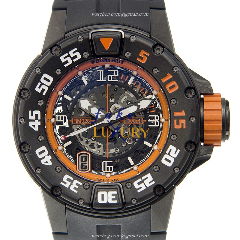 Richard Mille RM028-AJTI Replica Watch Automatic Titanium Case Transparent Skull Dial Black Rubber - Luxury Replica Watch
